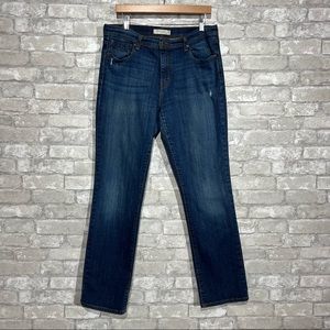 Levi's 505 Women's 14 Long Straight Leg Jeans Zip Fly Dark Wash Blue Jeans